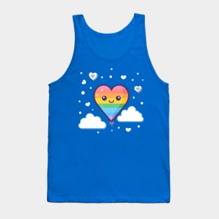 Cute Kawaii Heart with Rainbow Pride and Clouds Tank Top